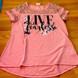 Pink lace brimmed shirt